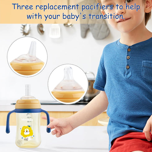 6 3 8 Qshare Sippy Cups For Toddlers, Weighted Straw Learner Cup with Handle for Babies, Water Bottle for Baby Months