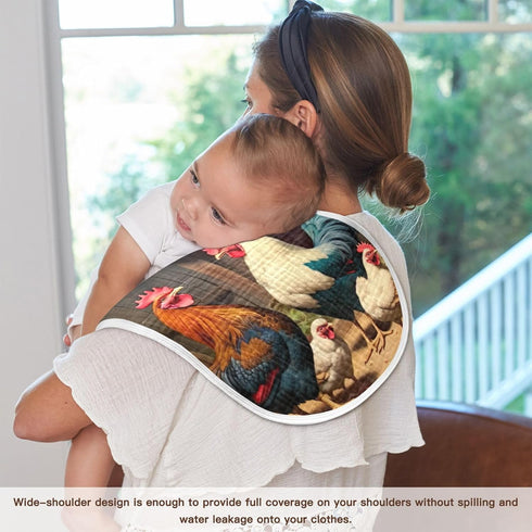 GOODOLD Set 1 Pack Farm Chicken House Muslin Baby Burp Cloths - Super Absorbent and Soft Burping Rags - Cotton Burp