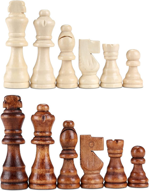 62 Pieces Wooden Checker Pieces & Chess Pieces 2 in 1 Chess Game Set Board Games Accessories Classic Wooden Chess Game Set in 2 Styles and 2 Colors