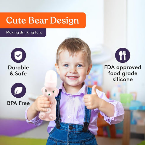 (Pack 3 Special Supplies Honey Bear Straw Cup Long Straws, Squeezable Therapy and Special Needs Assistive Drink