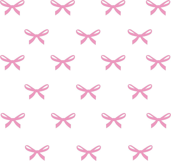 48pcs Pink Ribbons Wall Stickers for Kids Room, Princess Girl Bedroom Pink Bow Wall Decals, Removable Vinyl DIY Mural