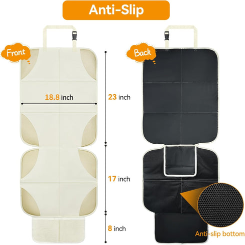 Musclez 600D 2 (White-2pcs) Car Seat Protectors, Car Seat Covers Waterproof Fabric, Non-Slip Backing & Mesh Pockets