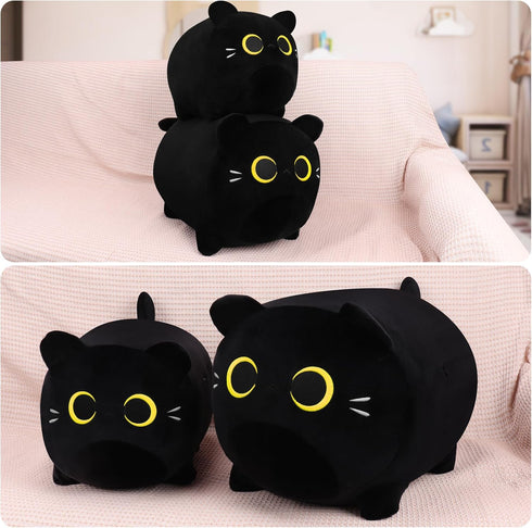 Black Cat Plush Stuffed Animal - 11.8'' Soft Plush Toy, Cute Black Cat Plush Pillow for Kids and Girls