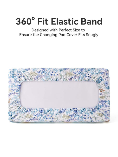 2 Pack(Blue TILLYOU Muslin Changing Pad Cover for Baby Girls Boys, Soft and Breathable Cotton Diaper Changing Table