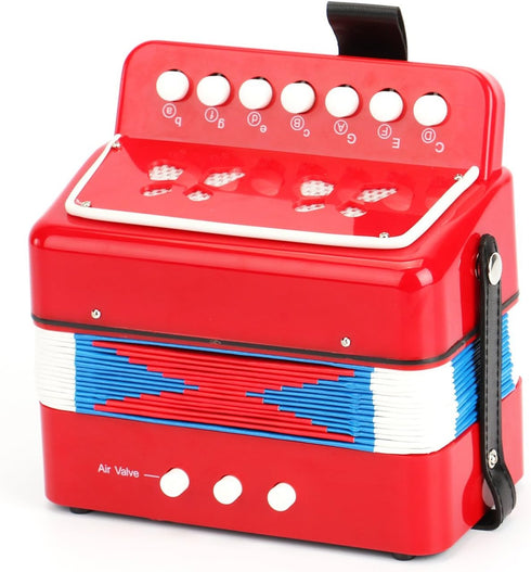 Tosnail Kids Accordion Toy - 10 Keys Buttons Control Mini Musical Instruments for Children - Red