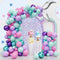 Mermaid Balloon Arch Kit, 122pcs Pink Purple Teal Balloons with Silver Tail Foil Balloon for Birthday Decorations