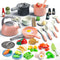 Bruvoalon 67Pcs Kids Play Kitchen Toys Set, Pretend Cooking Playset with Pots, Pans, Utensils, Foods, Learning Gift for