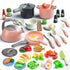 Bruvoalon 67Pcs Kids Play Kitchen Toys Set, Pretend Cooking Playset with Pots, Pans, Utensils, Foods, Learning Gift for