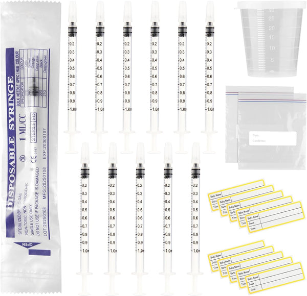 Nakyegop 50 Sets 1ml Colostrum Syringes with Caps No Needle Colostrum Collector Kit