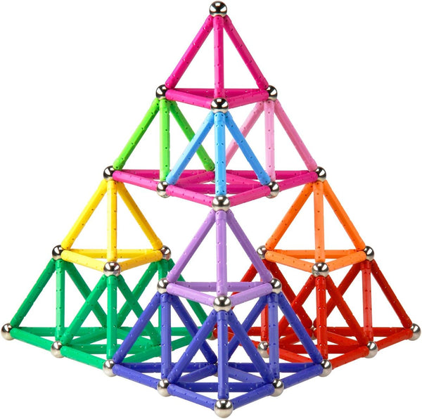 Magnetic Building Blocks Set, 132 Pieces Non-Toxic 3D Puzzle Toys for Kids and Adults, Magnet Stem Toys