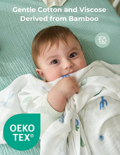 Momcozy 4-Pack 47"x47", Muslin Swaddle Blankets, Breathable and Skin-Friendly Receiving Blankets for Boys, Best Wishes
