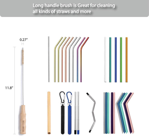 Hello Nature 4 Set Pcs Bamboo Bottle Brush by Long Handle Cleaning Brushes for Water Bottles, Baby Bottles & Glassware