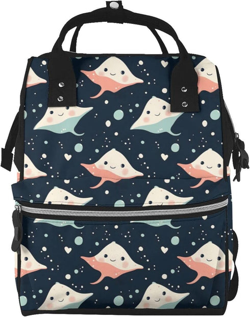 TZTTZT Cute Stingray Print Diaper Bag Backpack, Toddler Baby Girl Boy Diaper Bag