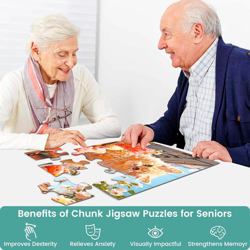 4 Pack 16 Large Piece Puzzle for Seniors - Alzheimer's Cognitive Jigsaw Puzzles for Elderly - Easy Fun Memory Game