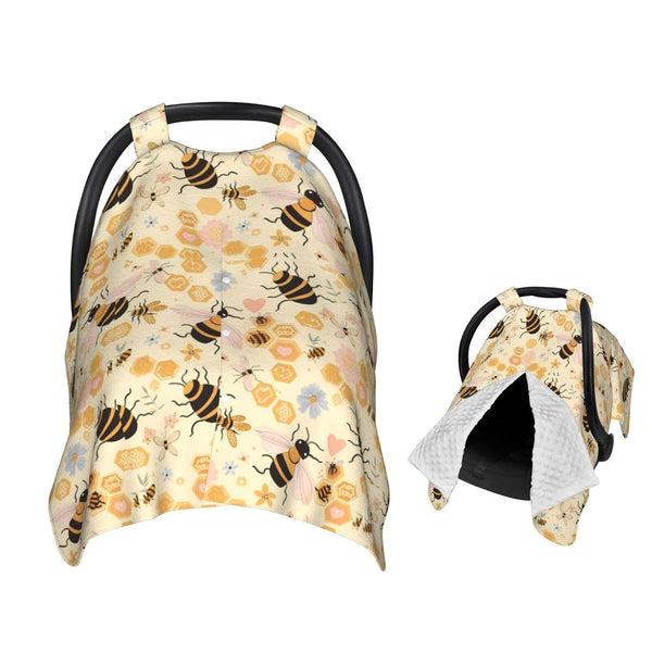 Sweet Honey Cute Bees Baby Car Seat Canopy Nursing for Breastfeeding Multi-Use