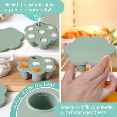 Set Little Twig Baby Fruit Feeder Pacifier & Teether Silicone Baby Food Feeder with Freezer Tray, BPA Free Teething Toy