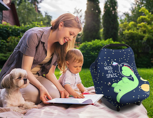 Metplus Car Seat Canopy Nursing Cover for Babies, Soft Stretchy Breastfeeding Cover for Boys, Girls, Infant Shower Gifts
