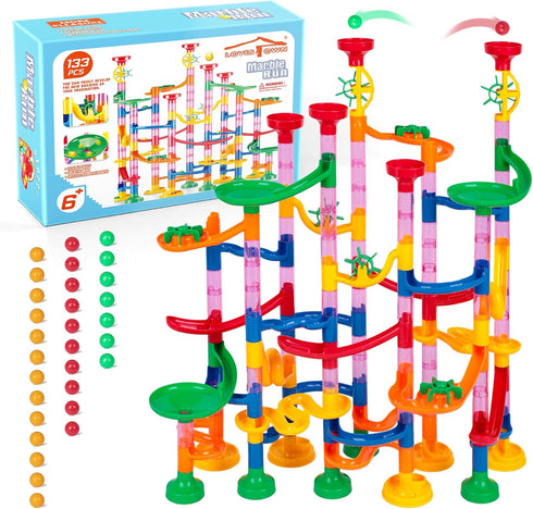 LovesTown 133PCS Marble Run Set, Educational Toy for Kids, Construction Building Blocks for 2-4 Players