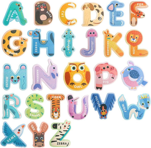 Jumbo Magnetic Letters Colorful ABC Alphabet Animal Shape Toys - Large Uppercase Refrigerator Fridge Magnets, Preschool