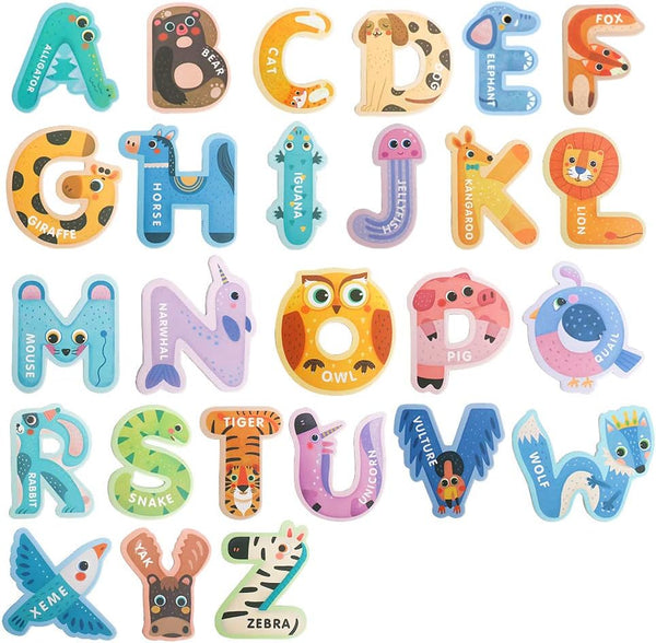 Jumbo Magnetic Letters Colorful ABC Alphabet Animal Shape Toys - Large Uppercase Refrigerator Fridge Magnets, Preschool