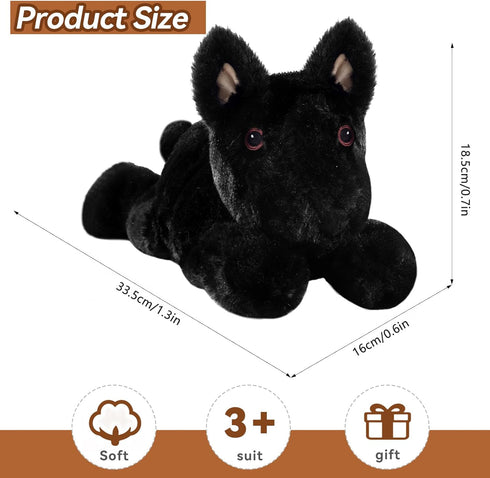 Black German Shepherd Dog Plush Stuffed Animals, Microwavable Black Lab Heating Pad, Heated Puppy Plushie for Warmth