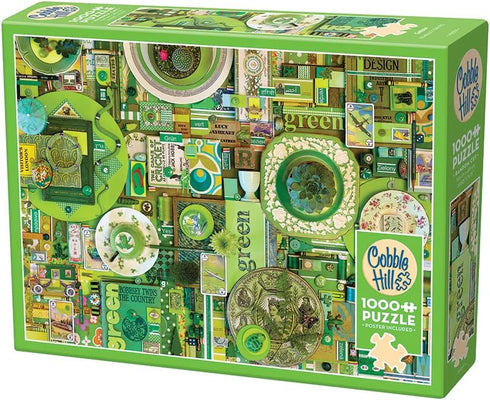 Cobble Hill 1000 Piece Puzzle - Rainbow Collection: Green - Includes Sample Poster