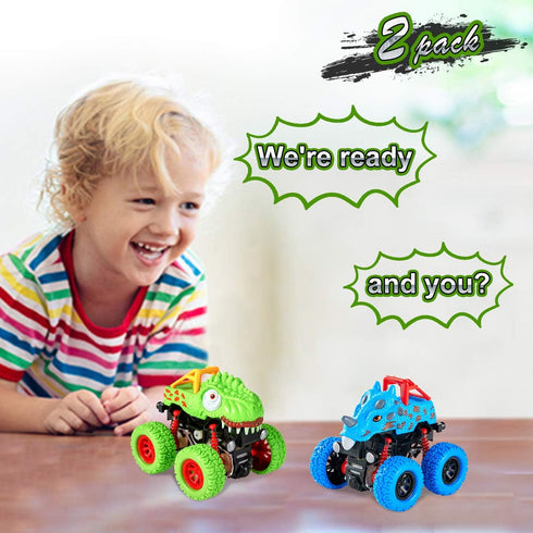 LODBY Dinosaur Toys Pull Back Vehicles, Monster Truck for Boys Age 2-5, Dino Cars for Christmas Birthday Gifts