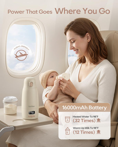 (98212F), 17.5oz 32H TotRun Portable Bottle Warmer for Travel & Night, Cordless Baby Milk Warmer Cup, Portable Milk