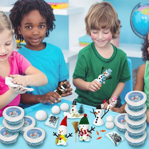 12 Pack PasTard Build A Snowman Kit Large Quantity Ultralight Clay Big Snowman Family Activities for Kids and Adults