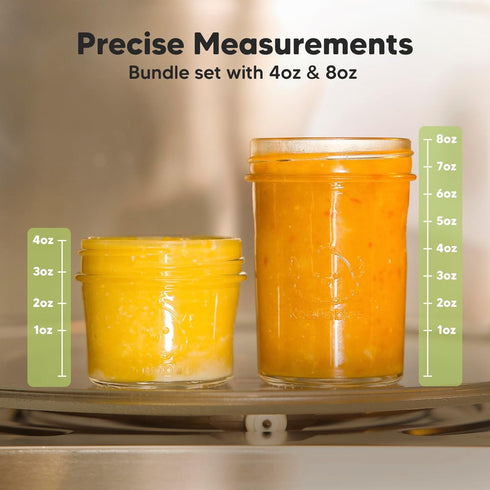 KeaBabies 4pk 8oz & 4pk 4oz Glass Baby Food Containers - Leak-Proof, Microwavable Small Baby Glass Jars with Lids,