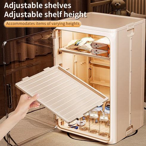 Triflice 3-Tier Baby Bottle Organizer and Drying Rack with Removable Shelves & Magnetic Door - Dust-Proof Storage Box