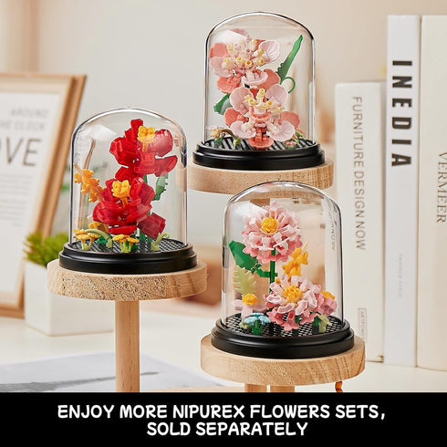 Nipurex 520 Flower Bouquet Building Kit, Hibiscus Flower Building Blocks with Dust Cover, Brick Flowers Building