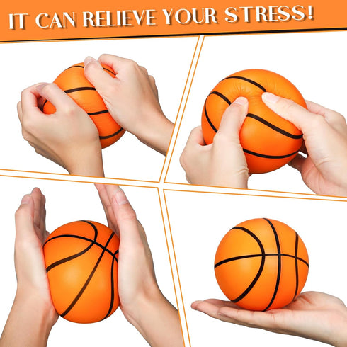 Syhood 4 Pcs 4 Inch Foam Basketball Stress Balls, Squeeze Sports Ball for Kids Adults, Anxiety Relief Balls
