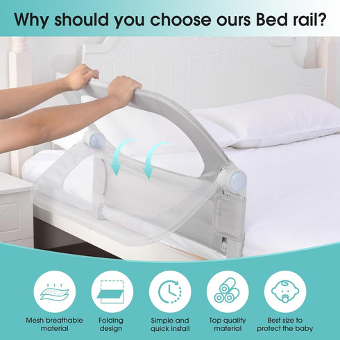 35.1" NUTIKAS Baby Bed Rail Guard for Toddlers - Toddler Bed Side Rails for Crib, Twin, Full, Queen Bunk Size Bed Swing