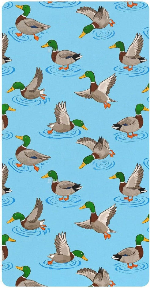 miaozhen Cotton Baby Crib Sheets for Boys Girls Comfy Breathable Cute Animal Teal