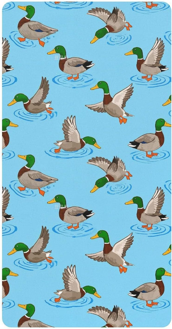 miaozhen Cotton Baby Crib Sheets for Boys Girls Comfy Breathable Cute Animal Teal