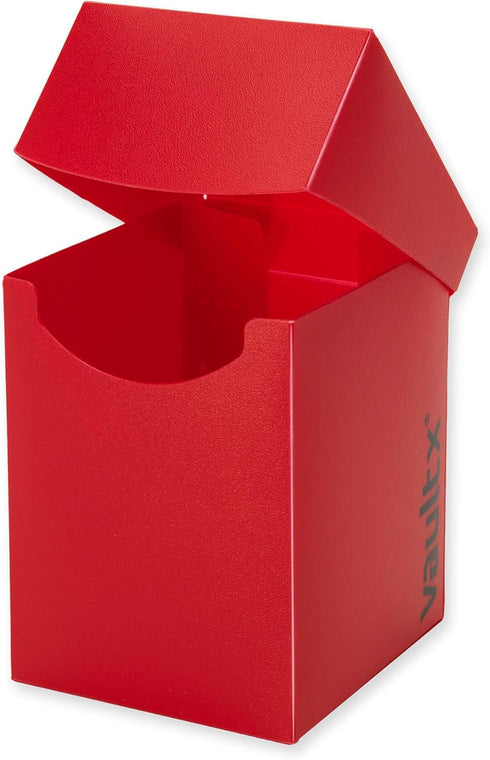 Vault X Trading Card Deck Box with 150 Black Card Sleeves, Fits 100+ Sleeved Cards, Storage Box for TCG (Red)