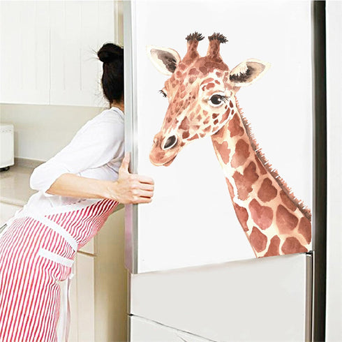 ROFARSO Lifelike Cute Giraffe Animal Vinyl Wall Stickers, Removable Wall Decals for Nursery Baby Bedroom Living Room