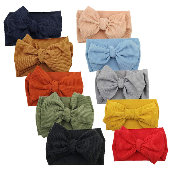 KIDOCHEESE Big Bows Baby Girl Headbands with Bows, Elastics Nylon Hairbands, Oversized Head Wraps, Large Hair Bow