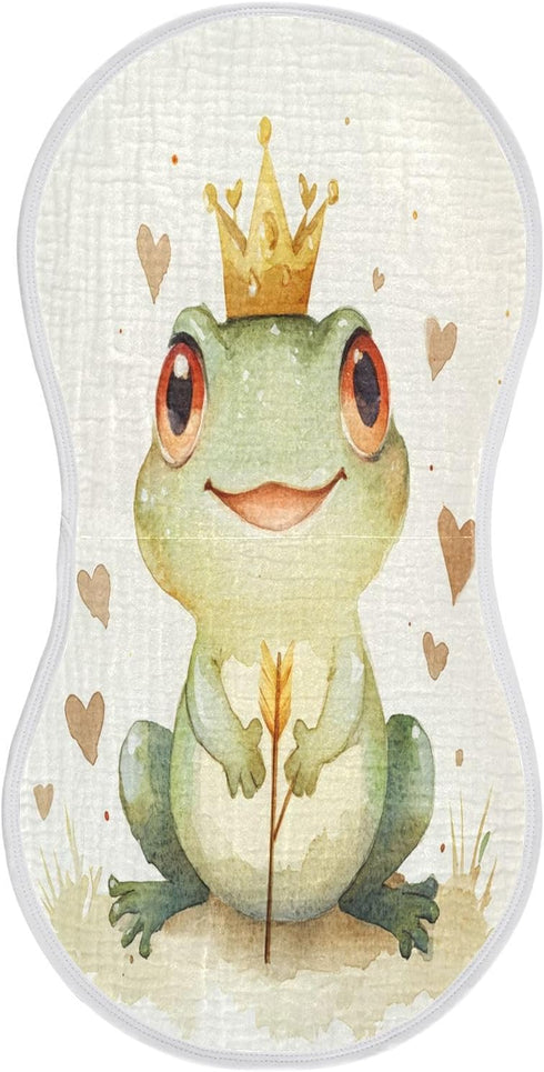 YETTASBIN Watercolor Frog Muslin Baby Burp Cloth, Super Soft Absorbent Cotton Burp Rag