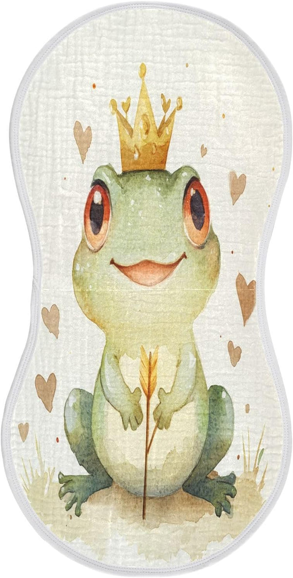 YETTASBIN Watercolor Frog Muslin Baby Burp Cloth, Super Soft Absorbent Cotton Burp Rag