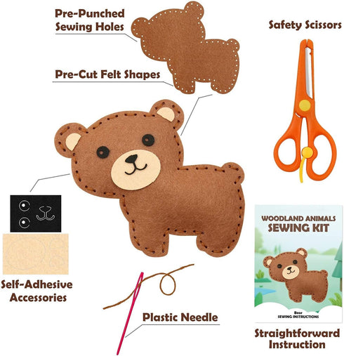 Set Set 8 9 10 11 12 CiyvoLyeen Woodland Animals Craft Kit Kids DIY Crafting and Sewing Woodland Animals Felt Plushie