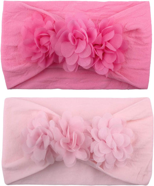 WZT Stretchy Knot Nylon Baby Headbands for Newborn Girls, Infant Toddlers, Kids Bows, Child Hair Accessories