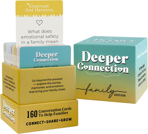 160 Conversation Cards, Family Edition, Meaningful Talk for Family Dinners, Perfect for
