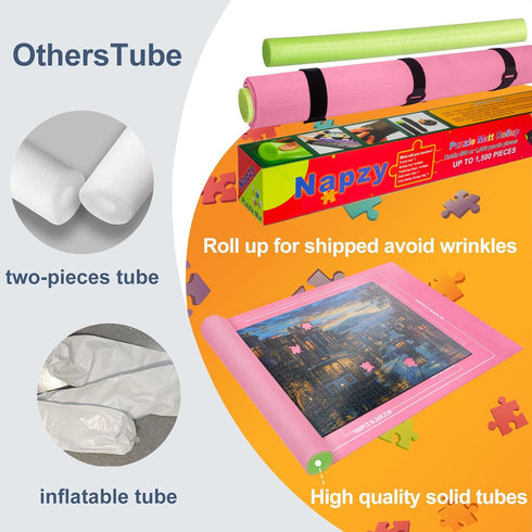 Napzy 1500 8 Puzzle Mat Roll Up for Pieces with Sorting Trays, Portable Puzzle Board Storage Organizer, Non-Slip Mat