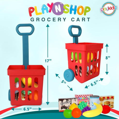 Set, Set, 3+ Playkidz Toy Shopping Cart Play Plastic Food Toys, Interactive Play Learning Resources & Pretend Play Fun