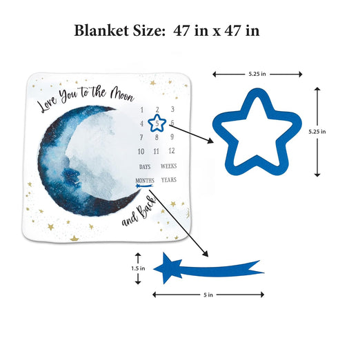 To The Moon and Back Baby Milestone Blanket - Dark Blue