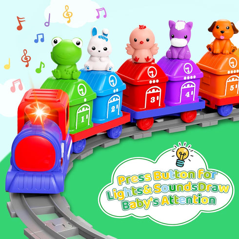 Meytccve Set 2-4,Toddler 1 2 3 Set Train for Toddlers Toys for Year Old,Electric Train Montessori Learning Matching
