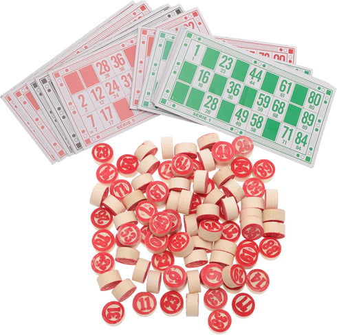 Toyvian Russian Lottos Game | Travel Bingo Set | Wooden Travel Board Games with Bingo Game Chips, Cards, and Boards