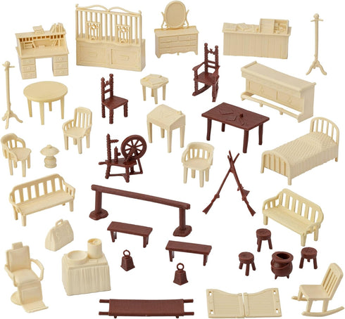 BMC Toys 36pc Playset BMC Classic Marx Antique Furniture - Dollhouse Plastic Accessories
